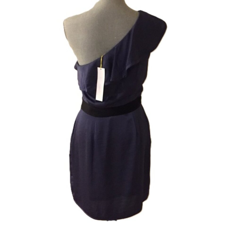 BCBGeneration Blue Smoke Sexy One Shoulder Party Dress w/Ruffle Sz-8 NWT $128.00 - Picture 7 of 9